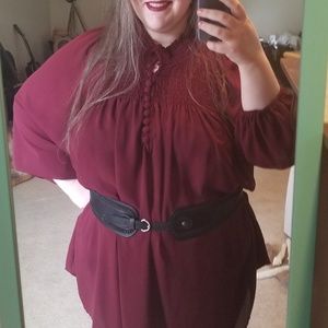 eShakti burgundy free size boho peasant top